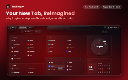 TabLoque - Visual Bookmark Manager :: Visual, drag-and-drop bookmark manager replacing your Chrome New Tab page with customizable boards and cloud sync.