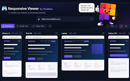 Responsive Viewer by Pixellize :: Preview any website in multiple screen sizes simultaneously. Built by Pixellize.