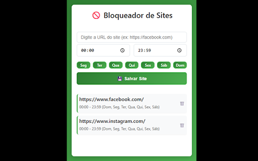 Site Blocker Dinâmico :: Bloqueia sites com horários configuráveis.