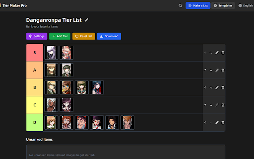 TierMakerPro :: Open TierMakerPro make-list in a Chrome side panel with a mobile-friendly layout.