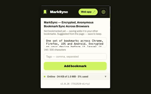 MarkSync :: Sync your bookmarks securely across browsers and devices.