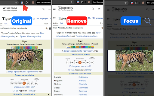 FocusWeb - Remove Webpage Distractions :: Focus on specific elements of a webpage by dimming everything else -or- Remove distracting elements