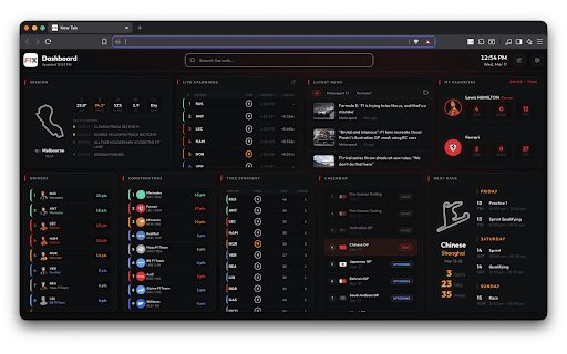 F1X: Live F1 Dashboard & Race Tracker - New Tab :: Live Formula 1 dashboard on every new tab — real-time standings, race calendar, lap times, news & driver stats.