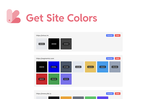 Get Site Colors :: Effortlessly fetch and save the color palette of any website you visit.