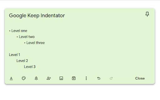 Google Keep Tab: Insert Indent on Tab Key :: Inserts indentation when pressing Tab in Google Keep notes.