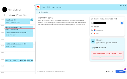 Smartschool Task Progress Slider :: Voegt een kleurrijke voortgangssluiter toe aan de Smartschool planner die automatisch taken afvinkt.