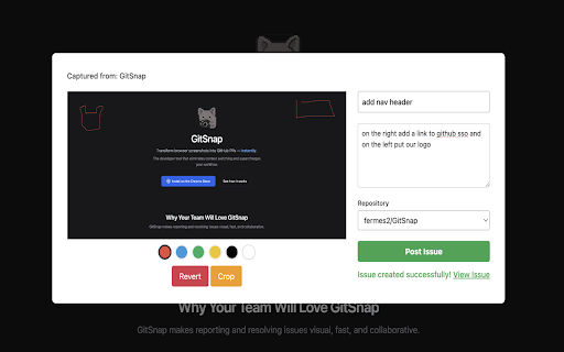 GitSnap Extension :: Capture, annotate, and send screenshots to GitHub issues via GitSnap.