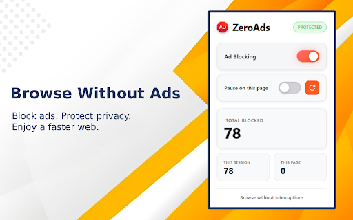 ZeroAds - Block All Ads, Instantly :: Blocks ads, pop-ups, and tracking scripts across websites for a cleaner browsing experience.