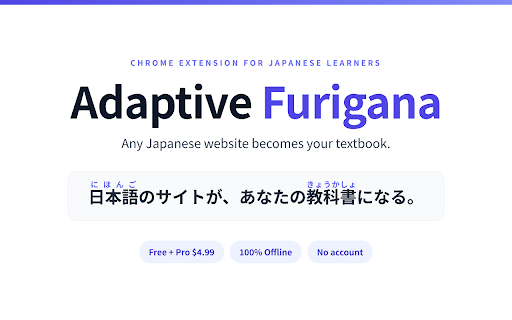 Adaptive Furigana :: Adds furigana only to kanji above your JLPT level.