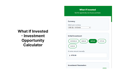 What If Invested - Investment Opportunity Calculator :: See what your purchases could be worth if you invested the money instead
