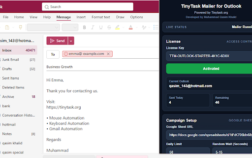 TinyTask Mailer for Outlook :: Outlook & Google Sheets Workflow Automation by Tinytask.org