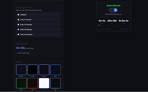 ReelBlock :: Totally block reels and shorts. Toggle to allow with a daily time limit.