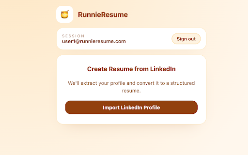 RunnieResume :: Import LinkedIn profiles and tailor resumes with RunnieResume.