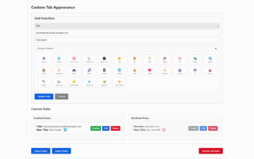 Custom Tab Appearance :: Customize website titles and favicons based on rules