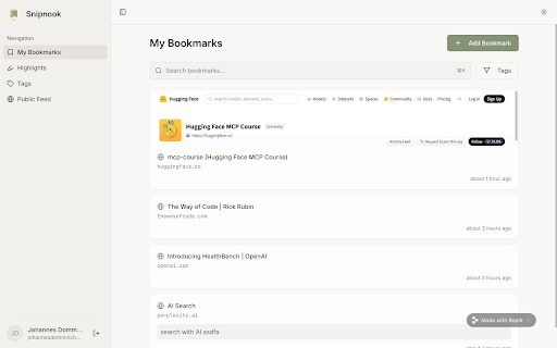 Snipnook - Bookmark Manager :: Save, organize, and find bookmarks instantly with Snipnook