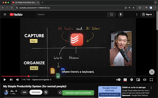 YouTube Transcript Copier :: Copy YouTube video transcript to clipboard with one-click.