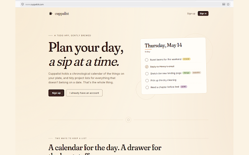 Cuppalist :: Add and tick off your Cuppalist todos, with a hotkey for a fast add.