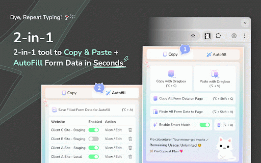 MultiField CopyCat - Copy, Paste & Autofill Forms Instantly :: Copy, paste & autofill multiple form fields instantly. Saves hours on repetitive form filling, data entry & QA testing.