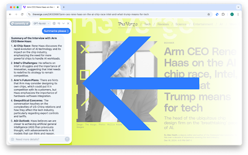 Commity AI: Chat with page - Conversational ChatGPT AI assistant :: Converse with AI (OpenAI ChatGPT or Anthropic Claude) about the page, summarize, translate, transform text, fill forms ...
