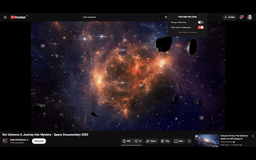 YouTube No Chat :: Automatically hides YouTube live chat by default