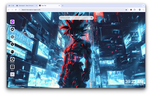 Goku in Neon City Live Wallpaper :: Goku in Neon City Live Wallpaper – Watch Goku shine in a vibrant neon city with this electrifying Chrome live wallpaper extension.