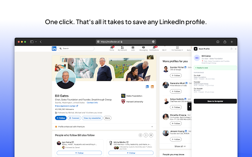 Scrapster — LinkedIn Profile Scraper / Saver :: Save LinkedIn profiles to your Scrapster dashboard with one click.