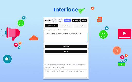 Spreadli - AI Content Repurposer for Social Media :: Transform YouTube videos and blog posts into engaging tweets, LinkedIn posts, and Instagram captions instantly.