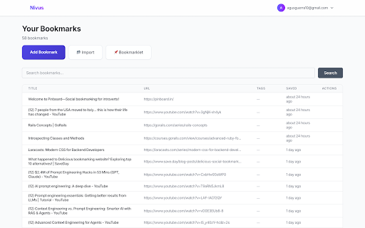 Nivus - Simple Bookmark Manager :: Save bookmarks to Nivus with one click. Simple, fast, and synced across all your devices.