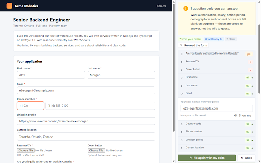 JobJeez — AI job hunter :: Fills job application forms from your JobJeez profile, shows you every answer and where it came from, and never submits for you.