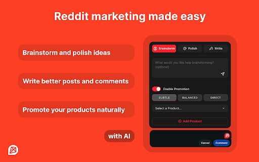 Redkite: AI Copilot for Reddit Marketing & Growth :: Your AI marketing assistant for Reddit. Easily brainstorm ideas, polish your writing, and promote your products authentically.