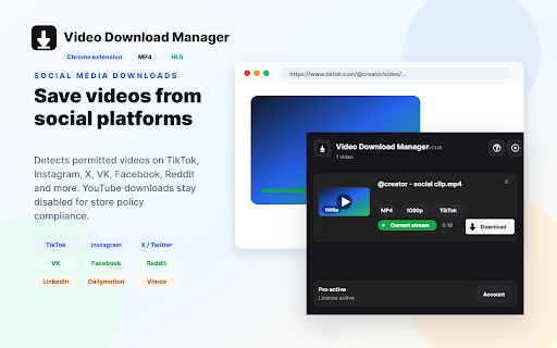 Video Download Manager :: Detects open MP4 and HLS media requests and downloads them directly from the browser.