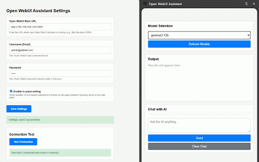 Open WebUI Assistant :: AI-powered text tools using your local Open WebUI instance