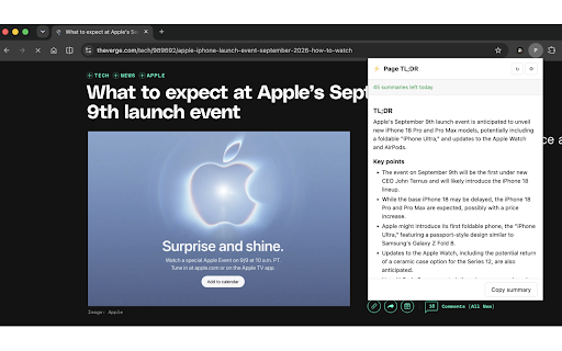 Page TL;DR :: Instant AI summaries of any web page, in one click.