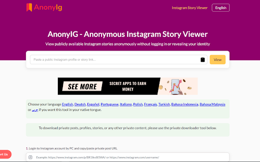 AnonyIG - Anonymous Instagram Story Viewer | View Public Stories Privately :: AnonyIG is a anonymous Instagram story viewer that lets you view publicly available stories without revealing your identity.