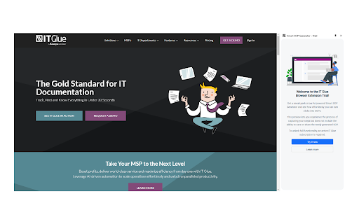 IT Glue SOP Generator Trial :: Experience the AI-powered efficiency of IT documentation with the Smart SOP Generator trial.