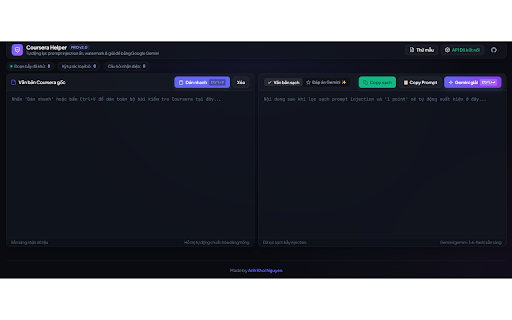 Coursera Helper — Quiz Cleaner & AI Solver :: Tự động loại bỏ prompt injection, giải trắc nghiệm bằng Gemini AI, tua video và auto skip bài học Coursera.