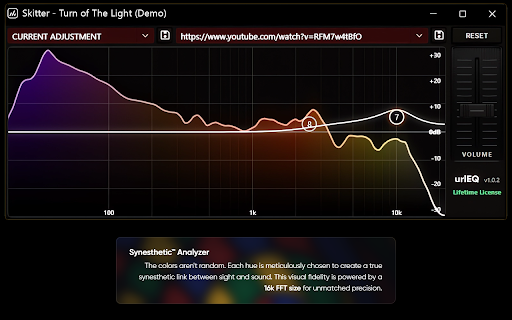 urlEQ | Web Equalizer & Volume Booster :: More volume, more brightness. The one-click equalizer to instantly enhance music streams, movie dialogue, and any web audio!