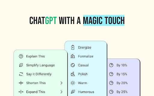 Charm GPT - ChatGPT Tools :: Boost ChatGPT with Charm GPT! Simplify, summarize, tweak tones, reformulate, adjust text length, and get bullet points — magically.