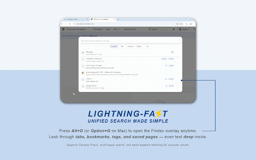 Findex: Local Search for Bookmarks, History, Tabs, Unlimited Storage :: Full-text search engine for history, tabs, bookmarks, and web content. Local-first, unlimited storage, global hotkey.