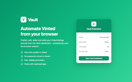 Vault :: Connect your marketplace accounts to Vault — Vinted, Facebook Marketplace, and Vestiaire Collective.