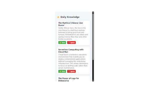 Daily Knowledge Recommender :: Get a daily dose of interesting facts and insights powered by LLM.