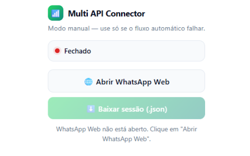 Multi API Connector :: Conecta sessoes de WhatsApp Web ao seu sistema de forma automatica e segura.