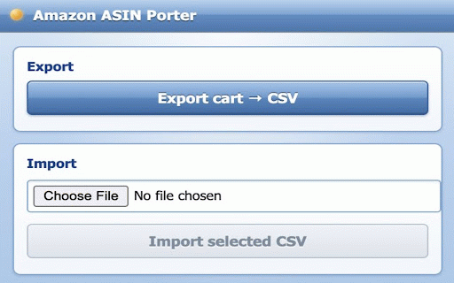 Amazon ASIN Porter :: Export and import your Amazon cart + Save-for-Later via CSV.