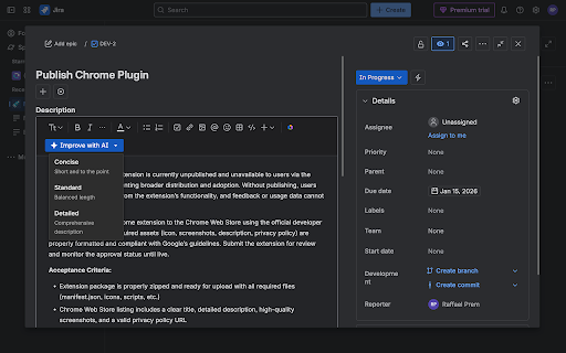 Ticket Tuner (for Jira) :: Improve Jira ticket descriptions using AI - with translation, grammar fixing, and rewriting capabilities