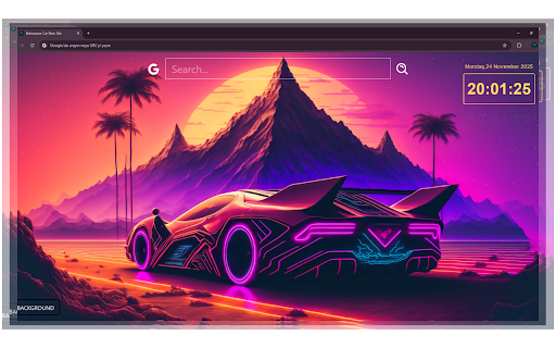 Retrowave Car New Tab :: Retrowave Car Wallpaper changes its new tab to Retrowave Car background.