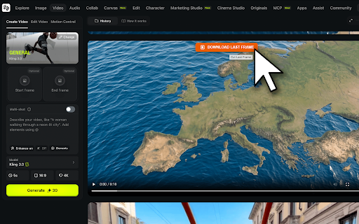 Cut Last Frame - Extract the last frame in HD and keep creating. :: Extract the last frame from any AI-generated video as PNG — perfect for seamless AI video workflows.