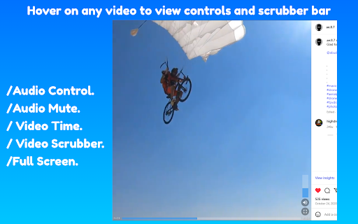 Instagram Media Controls (For Videos,Photos & Stories) :: Adds Media Controls to Instagram like a Video scrubber and images zoom+download