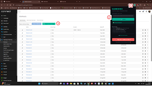 GarminWO — Workout Importer for Garmin Connect :: Analyse a workout photo or text with AI and import it directly into Garmin Connect.