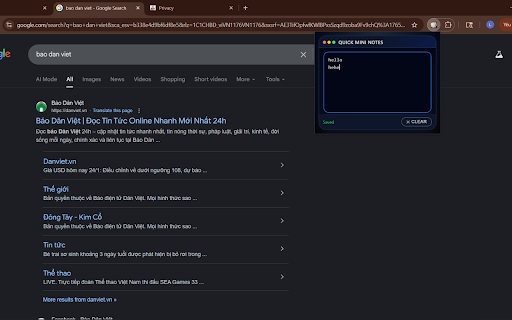 Quick Mini Notes :: Write and save quick mini notes in a clean, modern popup.