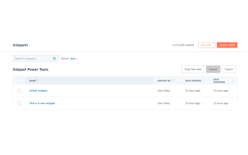 Hubspot Snippet Powertools :: Export and Import HubSpot Snippets with ease. Streamlined snippet management for HubSpot users.
